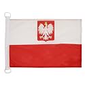 Poland with eagle NAUTICAL Flag 18'' x 12'' - Polish coat of arms flags 30 x 45 cm - Banner 12x18 in for boat - AZ FLAG