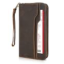 Polare Full Grain Leather Family Travel Passport Wallet and Documents Organizer RFID Blocking Case Holder Fits 6 Passports for Men and Women
