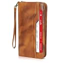 Polare Full Grain Leather Family Travel Passport Wallet and Documents Organizer RFID Blocking Case Holder Fits 6 Passports for Men and Women