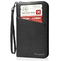 Polare Full Grain Leather Passport Holder Cover Case for Men and Women RFID Blocking Family Travel Wallet Holds 6 Passports (Carbon Black)