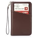 Polare Full Grain Leather Passport Holder Cover Case for Men and Women RFID Blocking Family Travel Wallet Holds 6 Passports (Coffee)
