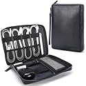 Polare Full Grain Leather Travel Cable Organizer Case Electronics Accessories Carry Bag with YKK Zippers Tech Storage Bag for Cables, Power Bank, USB, SD Card, Travel Essentials
