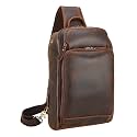 Polare Modern Style Sling Shoulder Bag Men’s Travel/Hiking Daypack with Full Grain Italian Leather and YKK Zippers