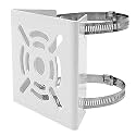 Pole Mount CCTV Camera Clamp Bracket with 2X 100mm Stainless Steel Hoops, Universal Security Camera Stand, Adjustable Metal Mount for Dome Cameras, Indoor Outdoor White