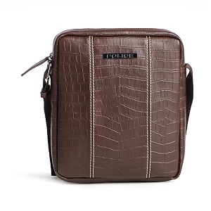 police croco classy pt men39s brown color cross body bag