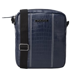 police croco classy pt medium crossbody bag- blue