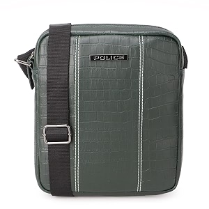 police croco classy pt medium crossbody bag- green