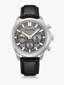 Police Police Multifunction Grey Dial Black Leather