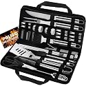 POLIGO 29 PCS BBQ Grill Accessories Stainless Steel BBQ Tools Grilling Tools Set with Storage Bag for Fathers Day Dads Birthday Presents - Camping Grill Utensils Set Ideal Grilling Gift for Men Silver