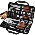 POLIGO 29 PCS BBQ Grill Accessories Stainless Steel BBQ Tools Grilling Tools Set with Storage Bag for Fathers Day Dads Birthday Presents - Camping Grill Utensils Set Ideal Grilling Gifts for Men Brown