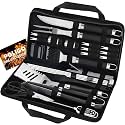 POLIGO 29 PCS BBQ Grill Accessories Stainless Steel BBQ Tools Grilling Tools Set with Storage Bag for Fathers Day Dads Birthday Presents - Camping Grill Utensils Set Ideal Grilling Gifts for Men Black