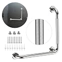 Polished Chrome Angled Grab Bar 16x16 Inch, L-Shaped Grab Bars for Shower
