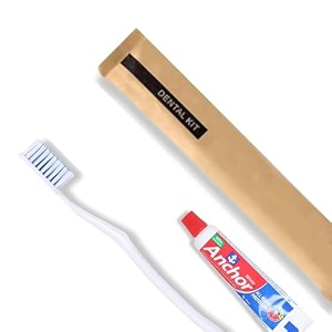 hotel dental kit pack of 100 with toothbrush amp 8 gram toothpaste bio-degradable kraft paper pouchesmanualadultwhite