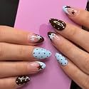 Polka Dot Press on Nails Medium Almond Fake Nails Star Nail Press ons