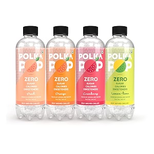 polka pop assorted collection sparkling fizzy water  pack of 4 300ml each  100 natural flavour  zero sugar amp zero calories  no aspartame or stevia  no preservatives