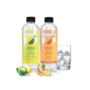 polka pop - flavoured sparkling fizzy water  lemon lime amp ginger  pack of 24 300 ml each  100 natural flavour  zero sugar amp zero calories  no aspartame or stevia