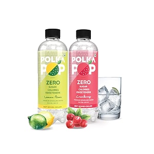 polka pop - flavoured sparkling fizzy water  lemon lime amp cranberry  pack of 24 300 ml each  100 natural flavour  zero sugar amp zero calories  no aspartame or stevia