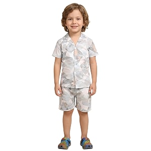 polka tots 100 cotton co-ord set for boys  half sleeve shirt amp shorts beach outfit for kids  ultra-soft amp breathable summer clothes for toddler amp baby boy  casual dress amp printed nightwear set
