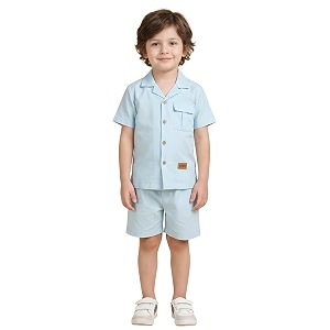 polka tots 100 cotton co-ord set for boys  half sleeve shirt amp shorts beach outfit for kids  ultra-soft amp breathable summer clothes for toddler amp baby boy  casual dress amp printed nightwear set