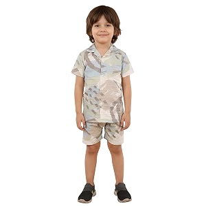 polka tots 100 cotton co-ord set for boys  half sleeve shirt amp shorts beach outfit for kids  ultra-soft amp breathable summer clothes for toddler amp baby boy  casual dress amp printed nightwear set