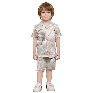 polka tots 100 cotton co-ord set for boys  half sleeve shirt amp shorts beach outfit for kids  ultra-soft amp breathable summer clothes for toddler amp baby boy  casual dress amp printed nightwear set