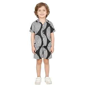 polka tots 100 cotton co-ord set for boys  half sleeve shirt amp shorts beach outfit for kids  ultra-soft amp breathable summer clothes for toddler amp baby boy  casual dress amp printed nightwear set