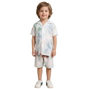 polka tots 100 cotton co-ord set for boys  half sleeve shirt amp shorts beach outfit for kids  ultra-soft amp breathable summer clothes for toddler amp baby boy  casual dress amp printed nightwear set