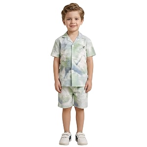 polka tots 100 cotton co-ord set for boys  half sleeve shirt amp shorts beach outfit for kids  ultra-soft amp breathable summer clothes for toddler amp baby boy  casual dress amp printed nightwear set