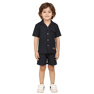 polka tots 100 cotton co-ord set for boys  half sleeve shirt amp shorts beach outfit for kids  ultra-soft amp breathable summer clothes for toddler amp baby boy  casual dress amp printed nightwear set