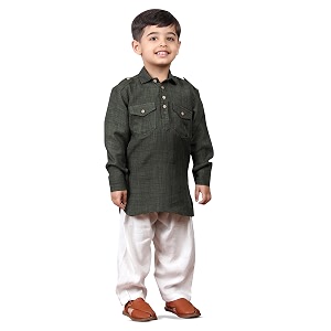 POLKA TOTS Boys Cotton Pathani Set