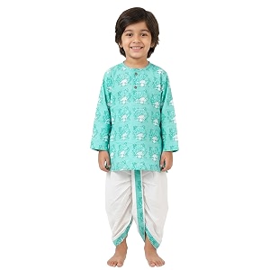 POLKA TOTS Cotton Full Sleeve Printed Kurta