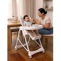 POLKA TOTS Premium 7 in 1 Convertible High Chair for Baby with 7 Height Levels | 3 Recline Modes | 5-Point Safety Harness | Adjustable Feeding Tray &amp; Footrest | Smart Baby Feeding Chair for 0 to 5 Years | Booster Chair fo