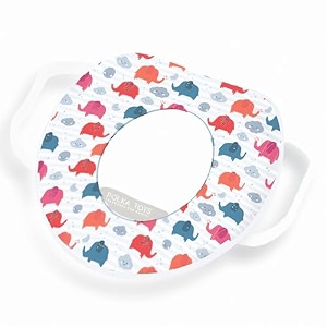 polka tots portable baby potty training seat with handle  unisex toilet training seat with extra padding non-slip base amp splash guard  easy to clean  fits most standard toilets 0 to 5 years