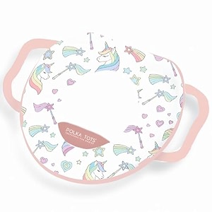 polka tots portable baby potty training seat with handle  unisex toilet training seat with extra padding non-slip base amp splash guard  easy to clean  fits most standard toilets 0 to 5 years