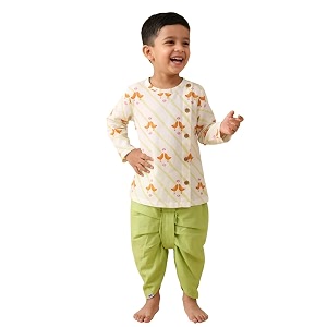 POLKA TOTS Premium Cotton Dhoti Kurta Set