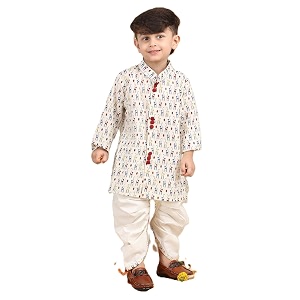 POLKA TOTS Pure Cotton Traditional Dhoti Kurta