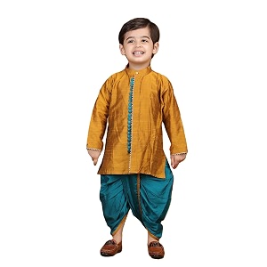 POLKA TOTS Pure Cotton Traditional Dhoti Kurta