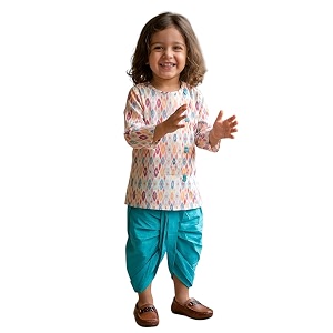 POLKA TOTS Pure Cotton Traditional Dhoti Kurta