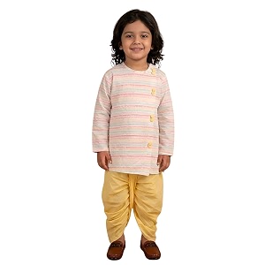 POLKA TOTS Pure Cotton Traditional Dhoti Kurta