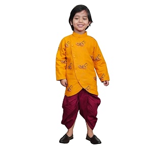 POLKA TOTS Pure Cotton Traditional Dhoti Kurta