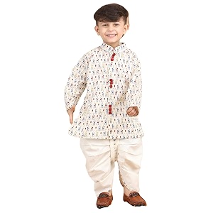POLKA TOTS Pure Cotton Traditional Dhoti Kurta