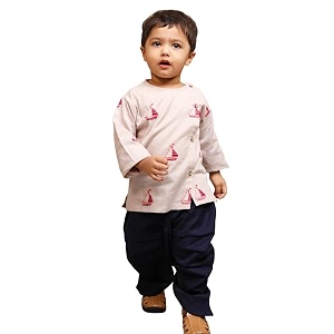 POLKA TOTS Pure Cotton Traditional Dhoti Kurta