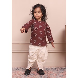 POLKA TOTS Pure Cotton Traditional Dhoti Kurta