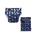 Polka Tots Premium Reusable Swim Diapers – Waterproof, Adjustable Baby Swimwear for Pool & Beach Use (Pink Car & Mini Travel Print, 2-12 M)