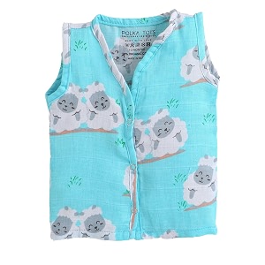 POLKA TOTS Unisex Cotton Sleeveless Button Jhabla