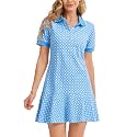 Polo Dress for Women Ruffle Hem Golf Tennis Summer Casual Mini Dresses