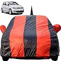 Polo Dustproof Car Cover with Mirror &amp; Antenna Pockets, Red Blue Stripes, Taffeta Polyster,Triple Stitched, Compatible with Volkswagen Polo Car Cover (2010 to 2022), Polo Car Accessories