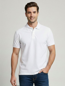 Polo Plus Solid Men Polo Neck White