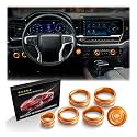 Polodunn for 2022-2025 2026 Chevy Silverado 1500 Accessories &amp; 2024-2026 Chevrolet Silverado 2500HD/3500HD, 7pcs Aluminum Alloy Knob Cover Trim Kit (Orange) - Push Start, AC, Volume, Headlight &amp; Mode