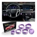 Polodunn for 2022-2025 2026 Chevy Silverado 1500 Accessories &amp; 2024-2026 Chevrolet Silverado 2500HD/3500HD, 7pcs Aluminum Alloy Knob Cover Trim Kit (Purple) - Push Start, AC, Volume, Headlight &amp; Mode